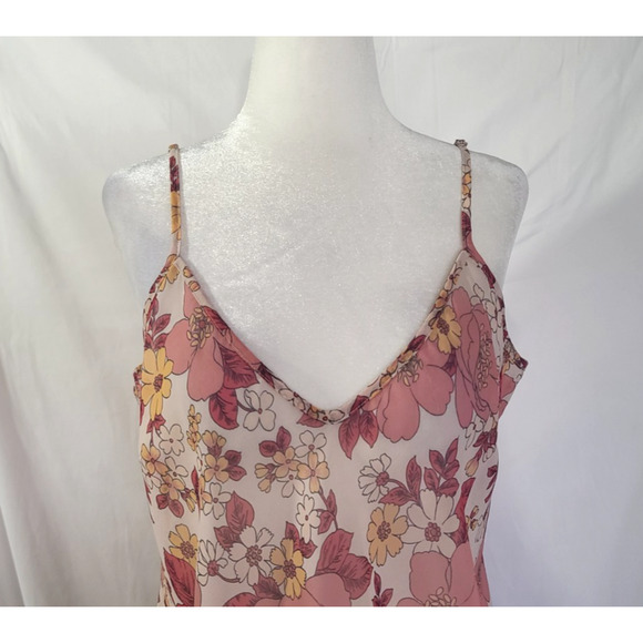 Veronica Beard Pink Floral Milan Melon Sheer Cami Top Large - Picture 2 of 5